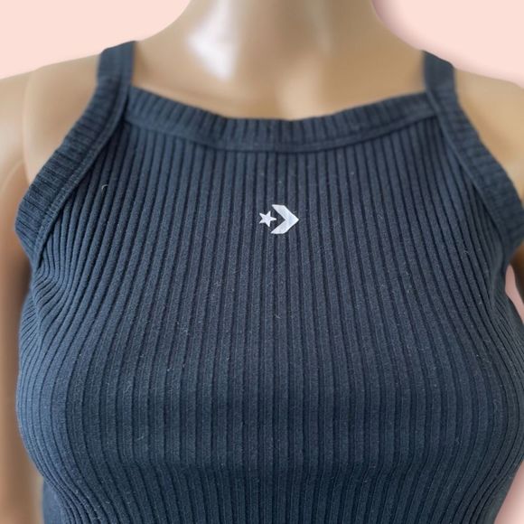 Converse FITTED RIBBED HALTER TANK TOP Black small - Picture 4 of 5